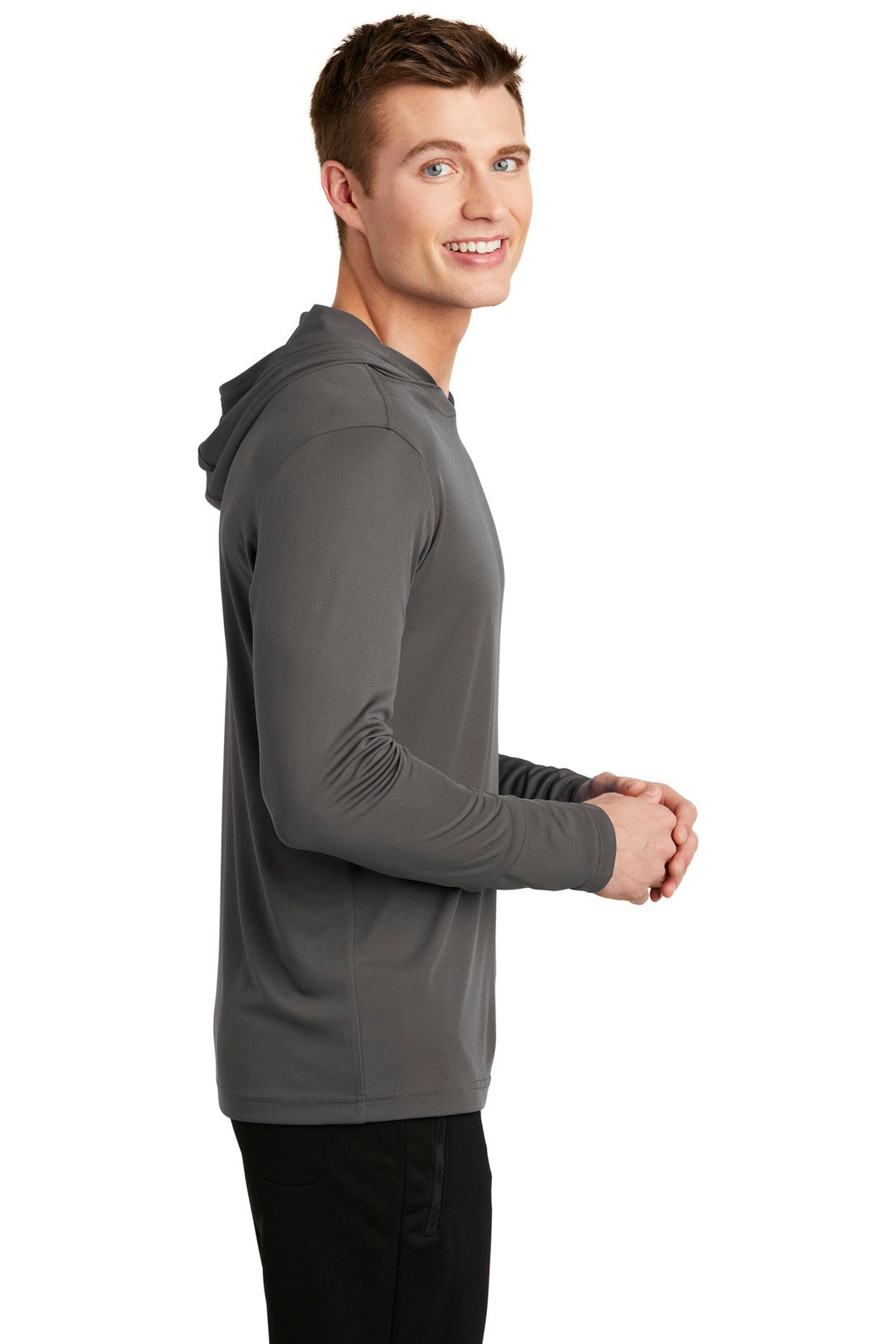 Iron Grey Sport-Tek PosiCharge Competitor Hooded Pullover. ST358