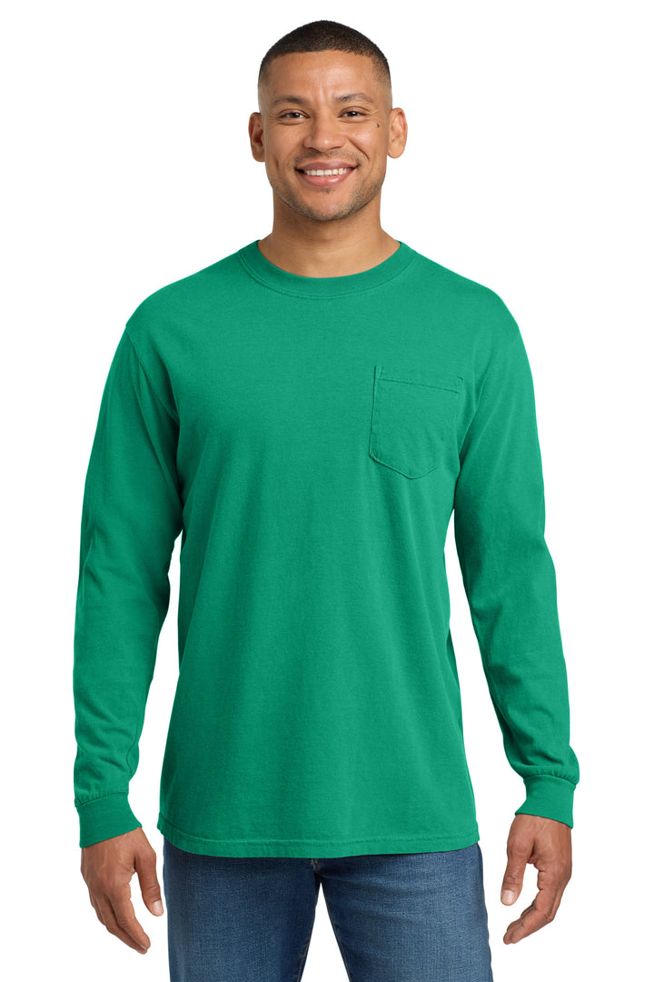 IslandGrn COMFORT COLORS Heavyweight Ring Spun Long Sleeve Pocket Tee. 4410