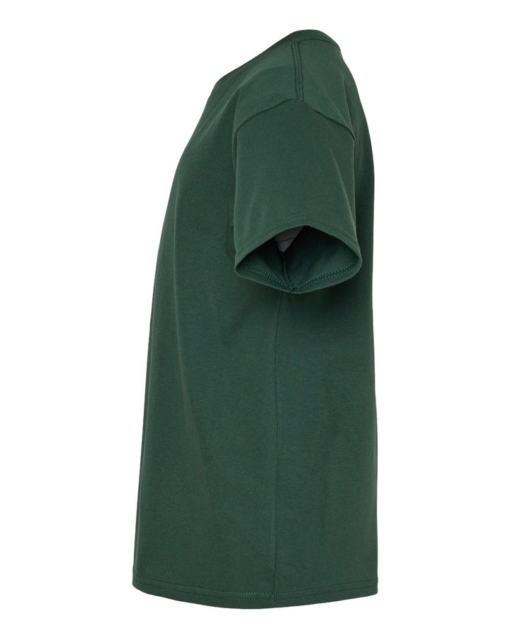 Left View of Athletic Dark Green Essential-T Youth T-Shirt - 5480