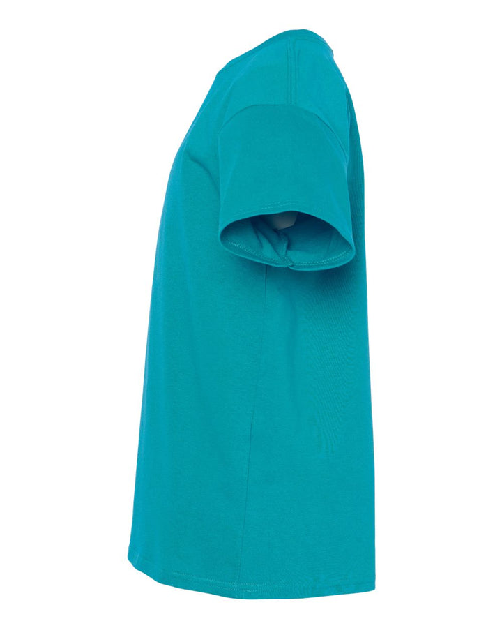 Left View of Athletic Teal Essential-T Youth T-Shirt - 5480