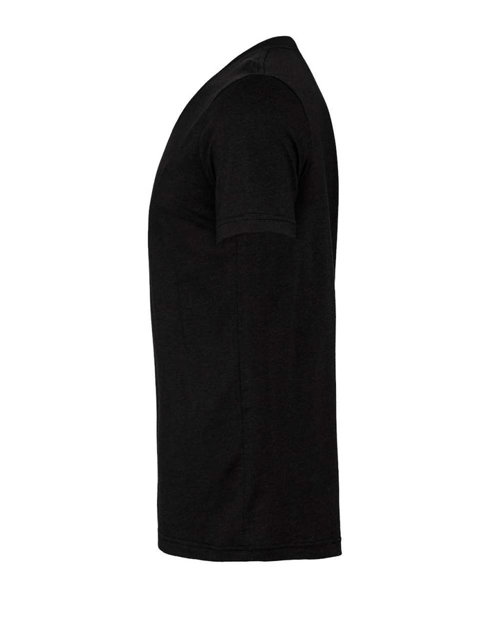 Left View of Black Heather CVC Jersey Tee - 3001CVC