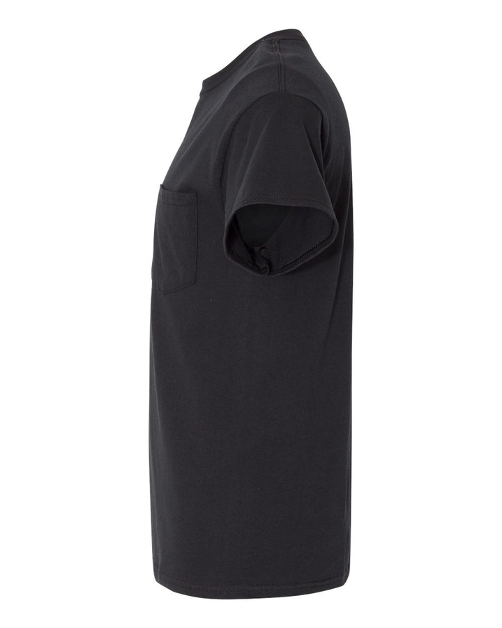 Left View of Black Heavy Cotton™ Pocket T-Shirt - 5300