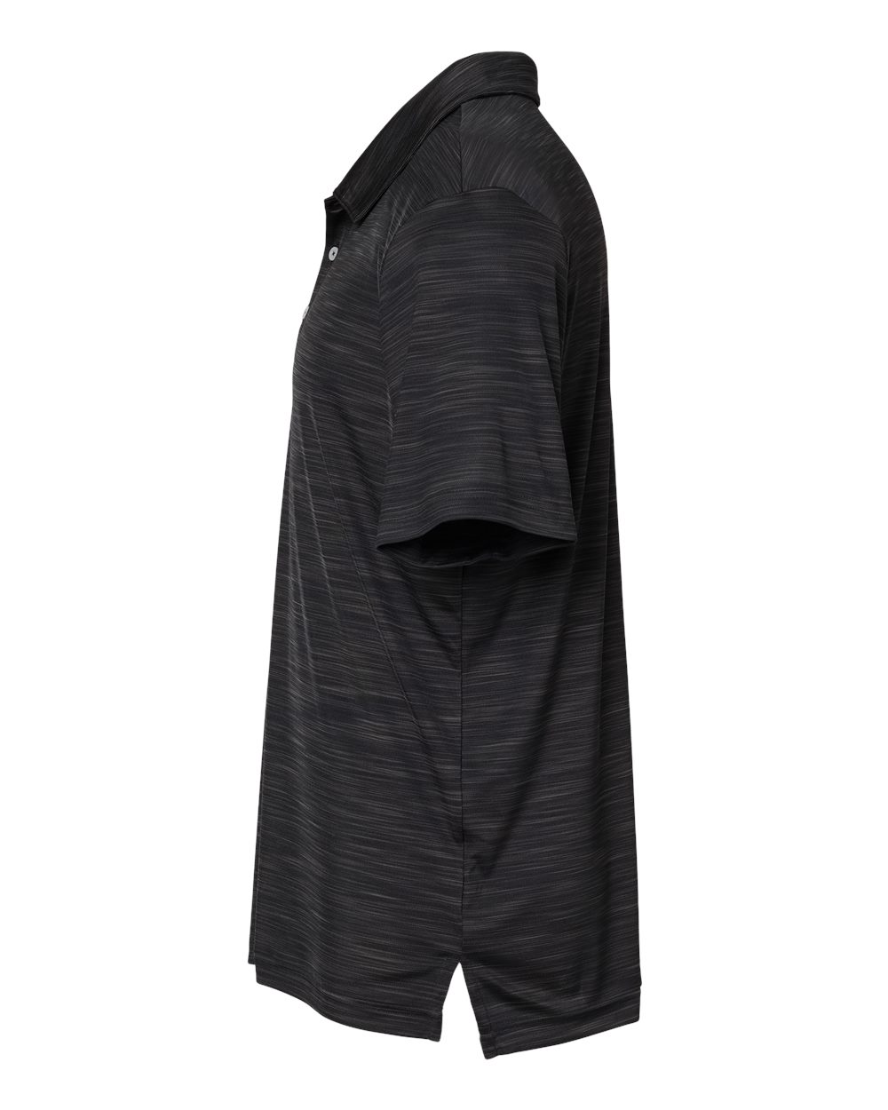 Left View of Black Melange Mélange Polo - A402