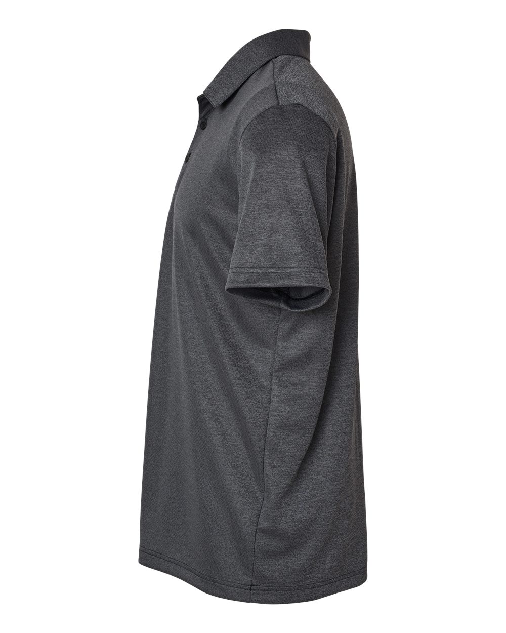 Left View of Black Melange Space Dyed Polo - A591