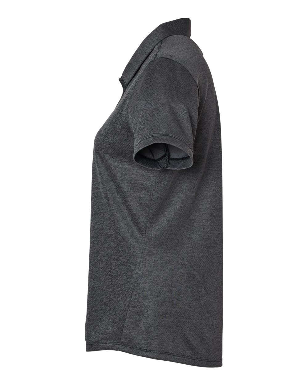 Left View of Black Melange Women's Space Dyed Polo - A592