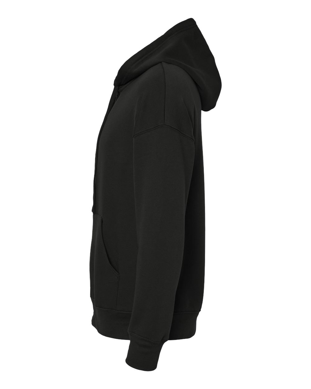 Left View of Black Sponge Fleece DTM Full-Zip Hoodie - 3759