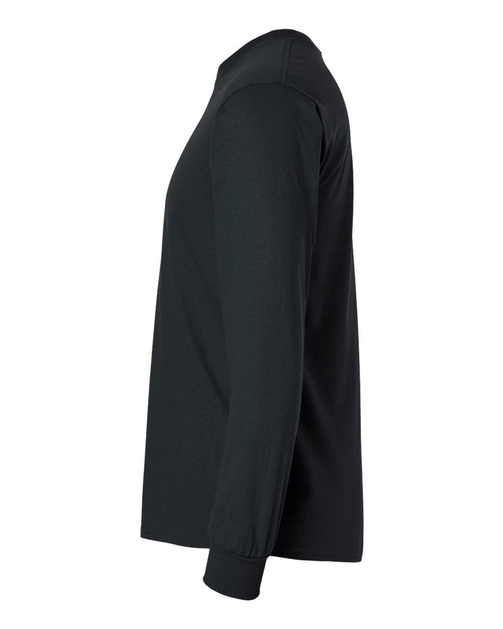 Left View of Black Ultra Cotton® Long Sleeve T-Shirt - 2400