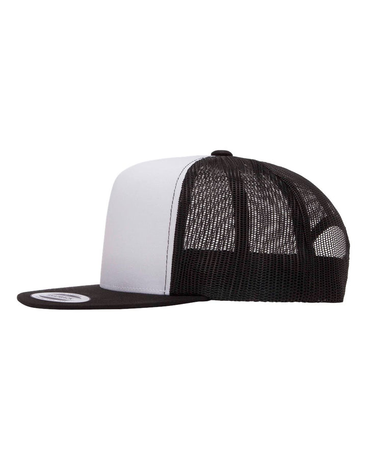 Left View of Black/ White/ Black Five-Panel Classic Trucker Cap - 6006