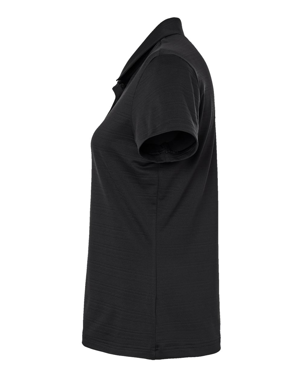 Left View of Black Women's Textured Stripe Polo - A707