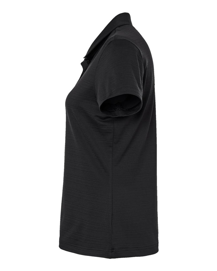 Left View of Black Women's Textured Stripe Polo - A707