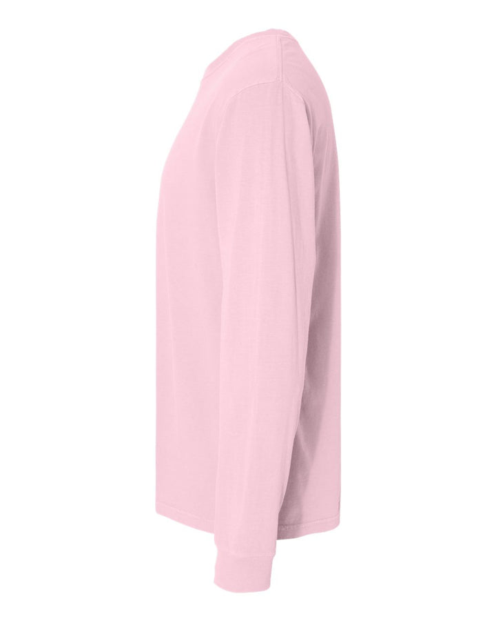 Left View of Blossom Garment-Dyed Heavyweight Long Sleeve T-Shirt - 6014