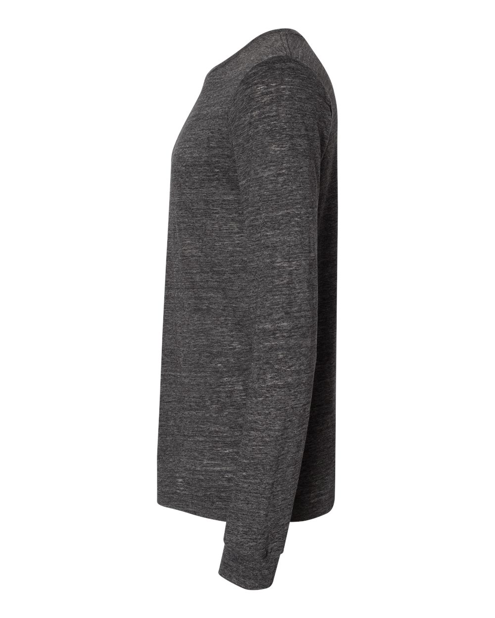Left View of Charcoal Black Slub Jersey Long Sleeve Tee - 3501