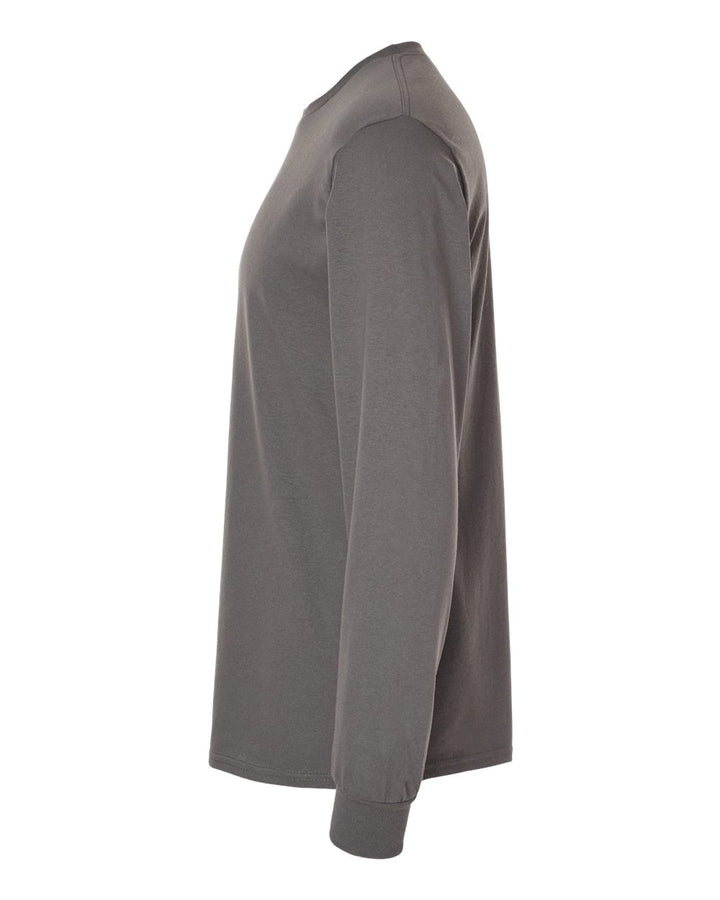 Left View of Charcoal Heavy Cotton™ Long Sleeve T-Shirt - 5400