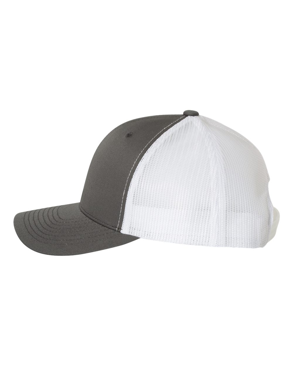 Left View of Charcoal/ White Retro Trucker Cap - 6606