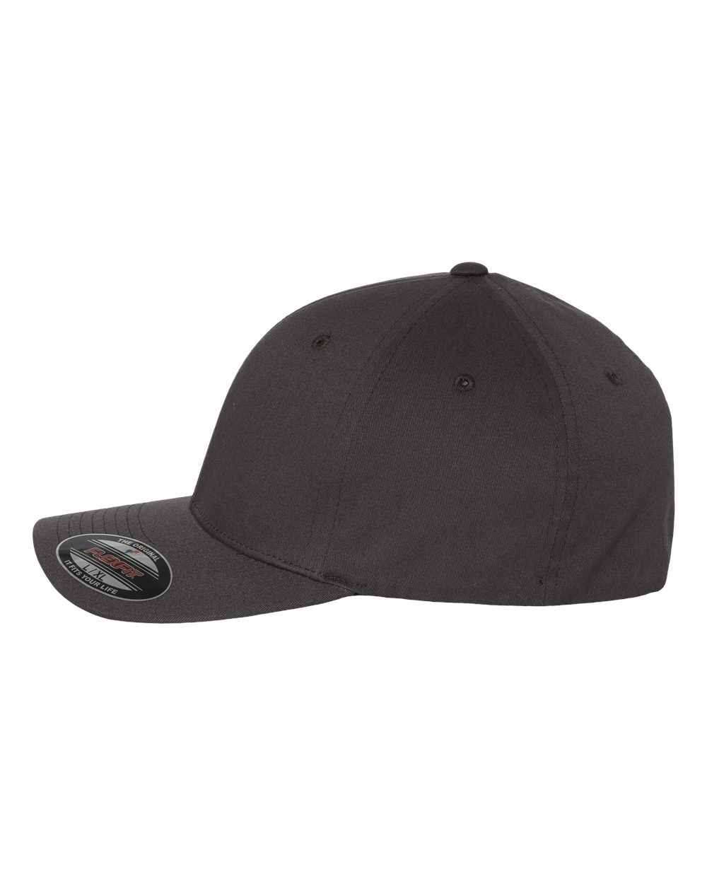 Left View of Dark Grey V-Flexfit® Cotton Twill Cap - 5001