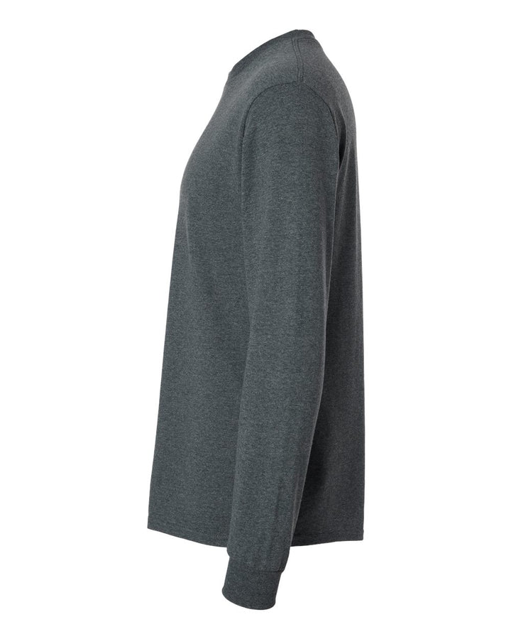 Left View of Dark Heather Ultra Cotton® Long Sleeve T-Shirt - 2400