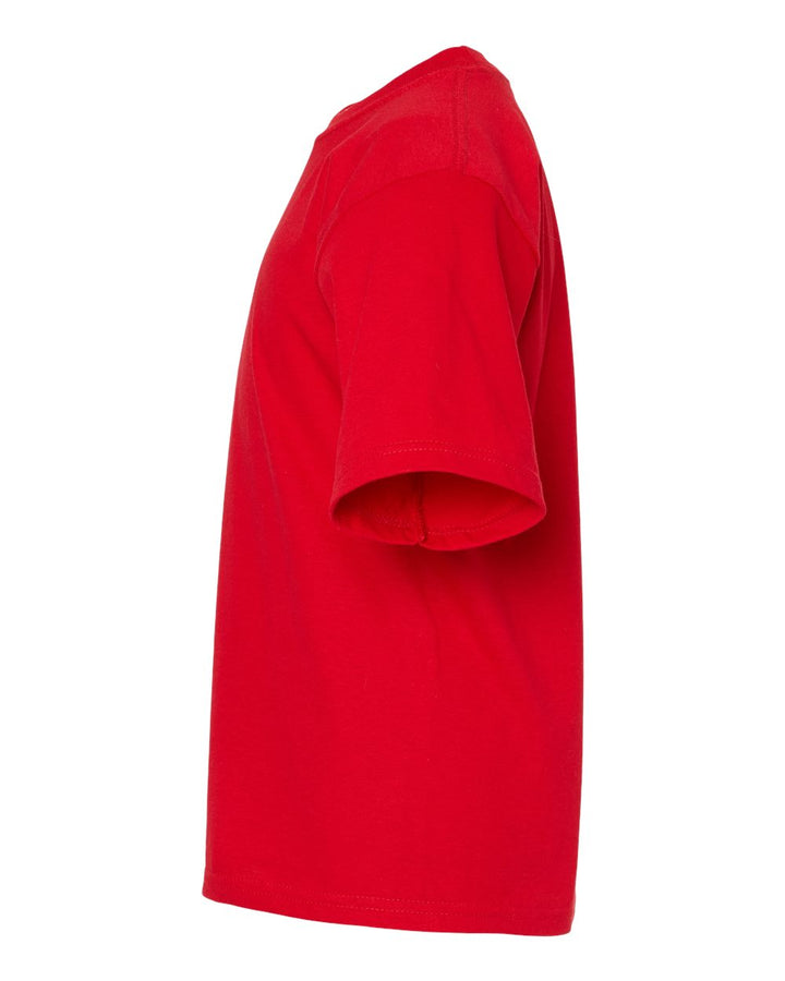 Left View of Deep Red Youth Gold Soft Touch T-Shirt - 4850
