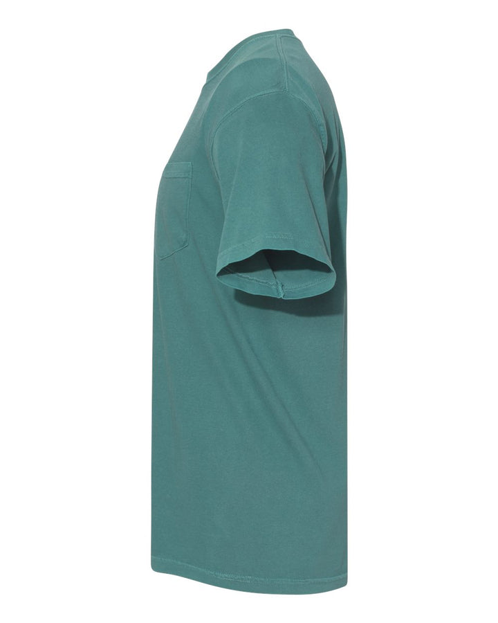 Left View of Emerald Garment-Dyed Heavyweight Pocket T-Shirt - 6030