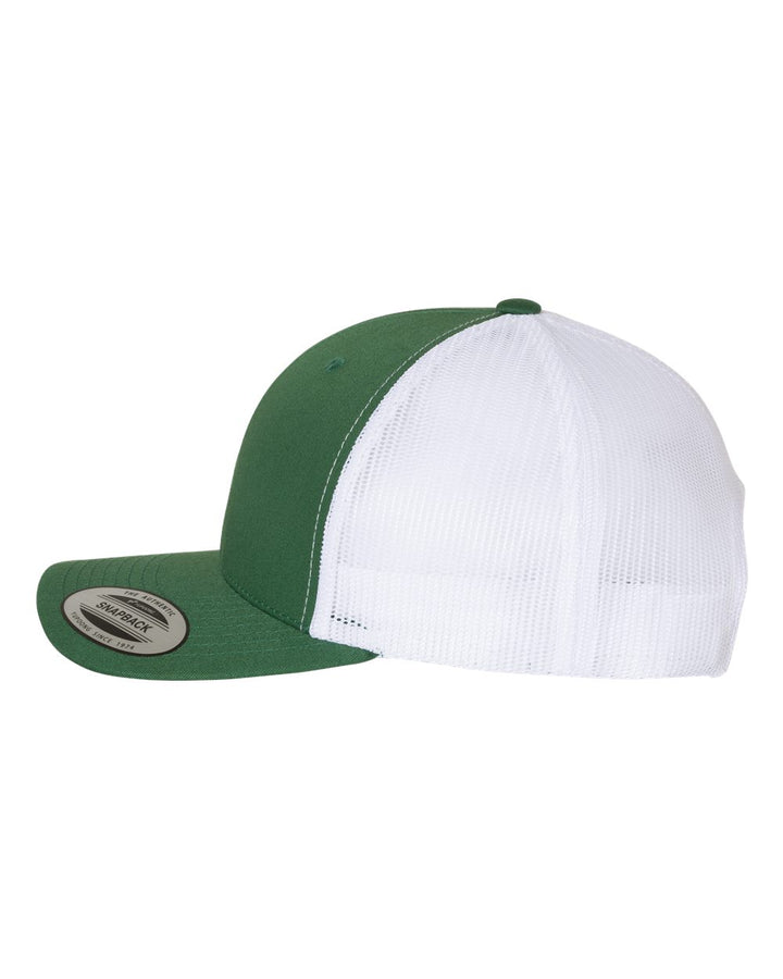 Left View of Evergreen/ White Retro Trucker Cap - 6606