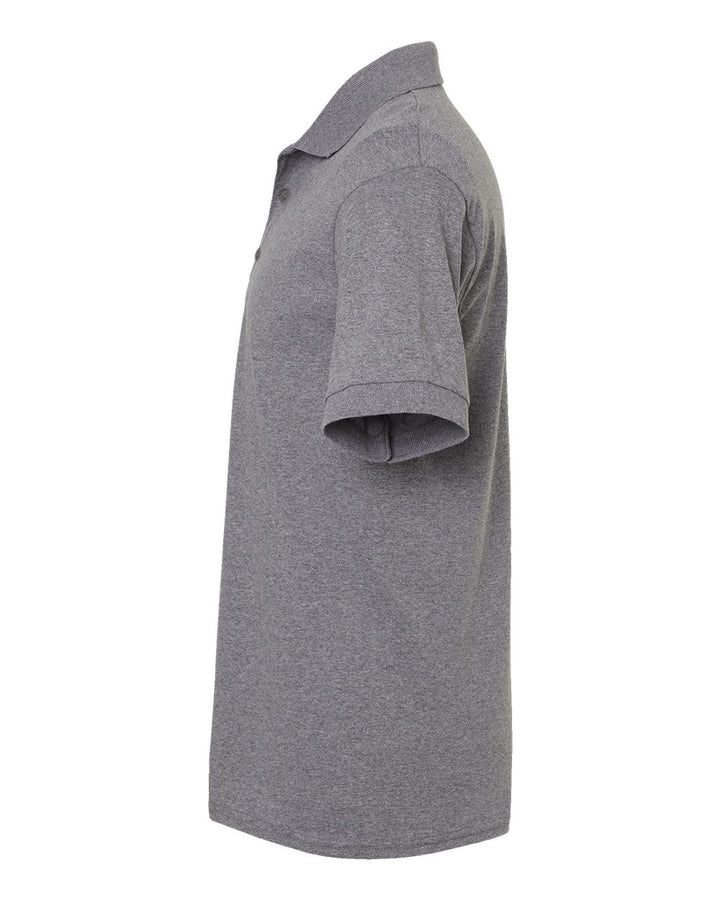 Left View of Graphite Heather DryBlend® Jersey Polo - 8800