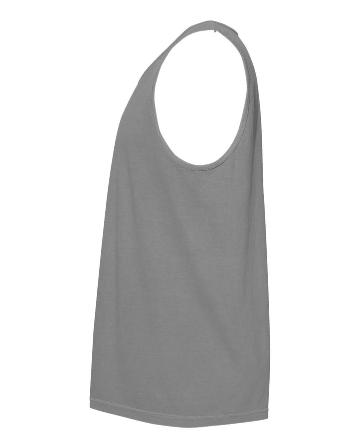 Left View of Grey Garment-Dyed Heavyweight Tank Top - 9360