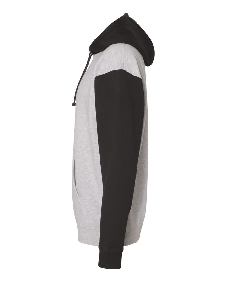 Left View of Grey Heather/ Black Heavyweight Hooded Sweatshirt - IND4000