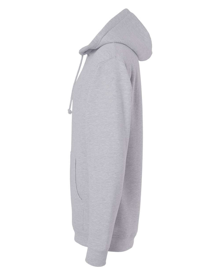 Left View of Grey Heather Heavyweight Hooded Sweatshirt - IND4000