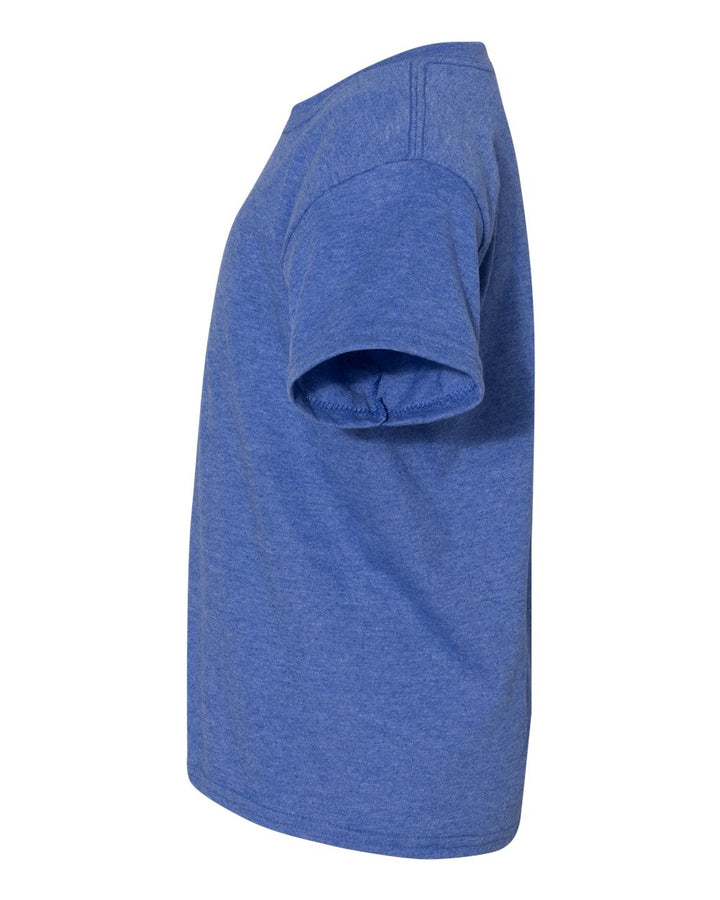 Left View of Heather Deep Royal DryBlend® Youth T-Shirt - 8000B