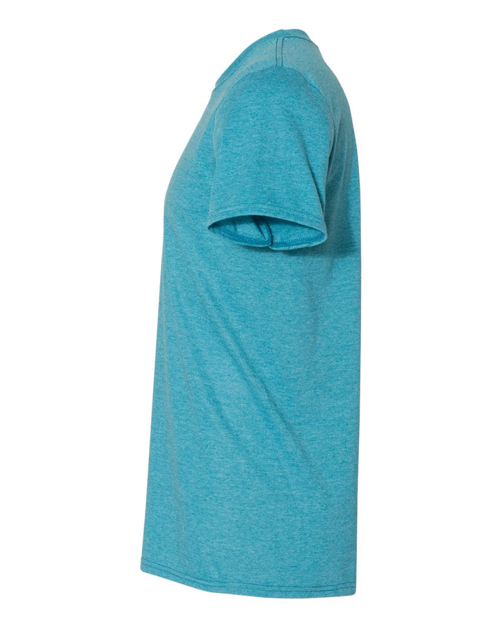 Left View of Heather Galapagos Blue Softstyle® T-Shirt - 64000