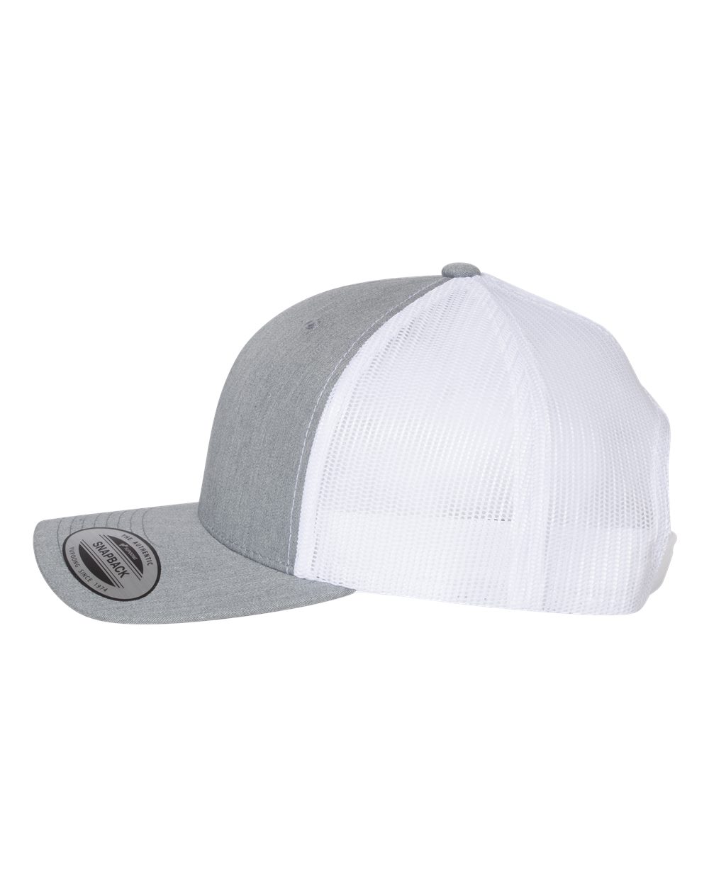 Left View of Heather Grey/ White Retro Trucker Cap - 6606