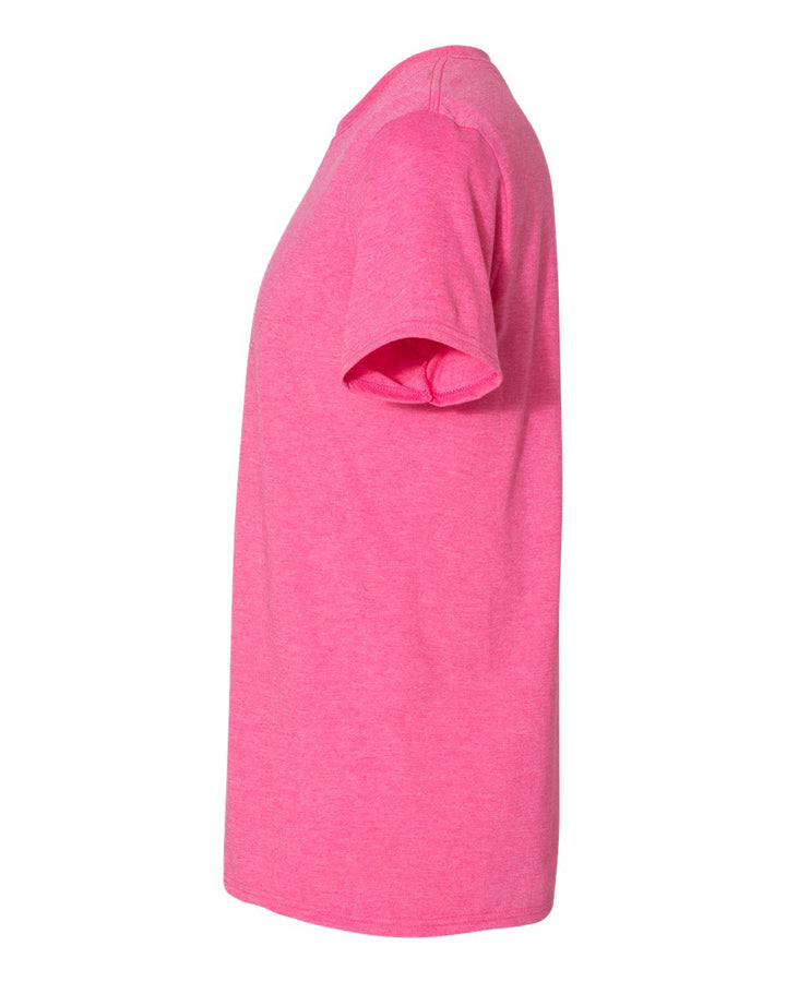 Left View of Heather Heliconia Softstyle® T-Shirt - 64000