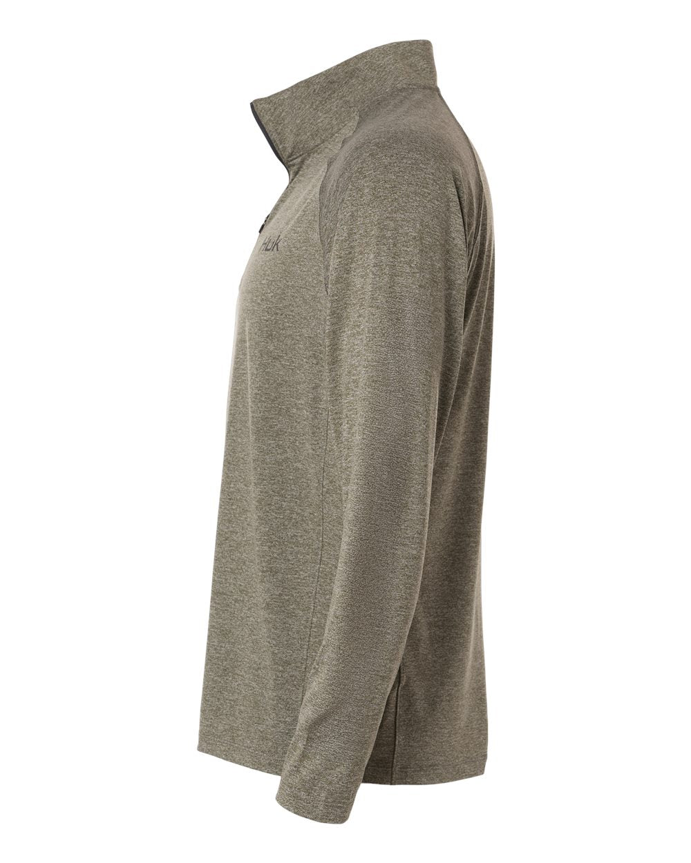 Left View of Heather Moss Men's Airweight Heather Quarter-Zip Pullover - H1200715