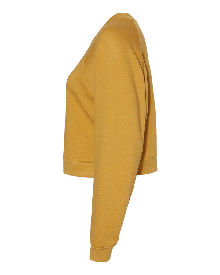 Left View of Heather Mustard Women's Raglan Pullover Fleece - 7505