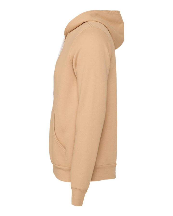 Left View of Heather Sand Dune Sponge Fleece Full-Zip Hoodie - 3739