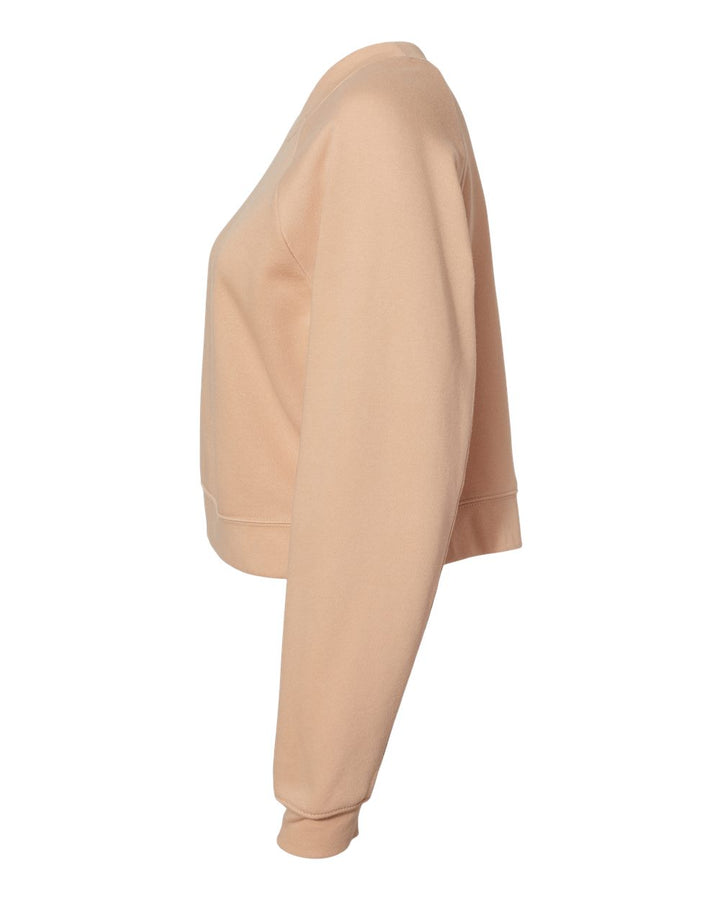 Left View of Heather Sand Dune Women's Raglan Pullover Fleece - 7505