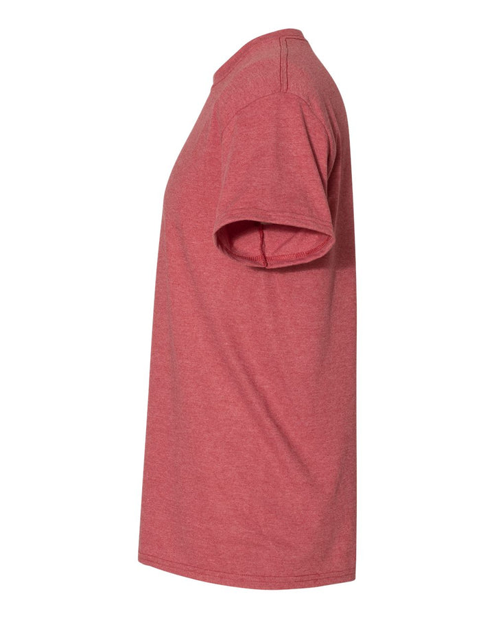 Left View of Heather Scarlet Red DryBlend® T-Shirt - 8000