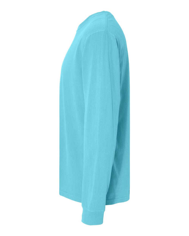 Left View of Lagoon Garment-Dyed Heavyweight Long Sleeve T-Shirt - 6014