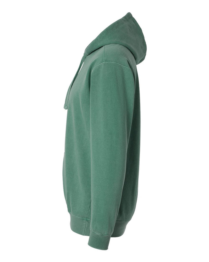 Left View of Light Green Garment-Dyed Hooded Sweatshirt - 1567