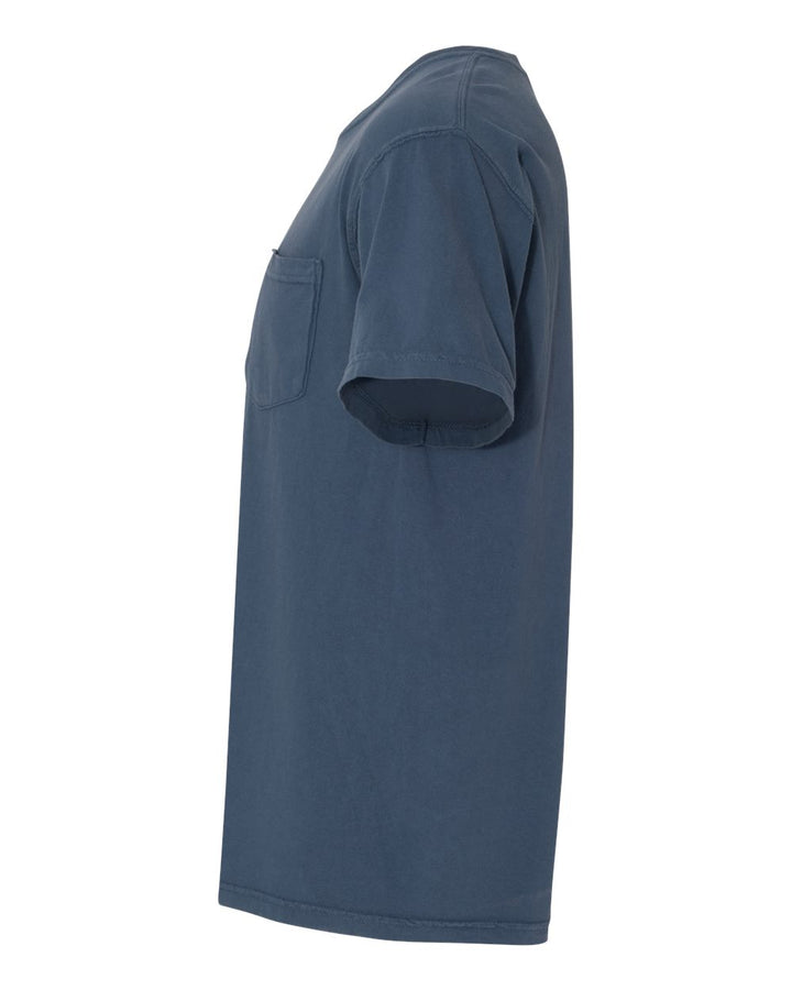 Left View of Midnight Garment-Dyed Heavyweight Pocket T-Shirt - 6030