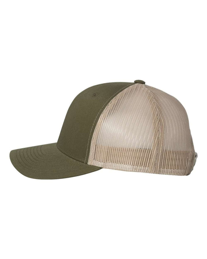 Left View of Moss/ Khaki Retro Trucker Cap - 6606