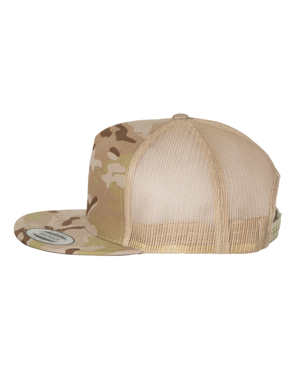 Left View of Multicam Arid/ Tan Five-Panel Classic Trucker Cap - 6006