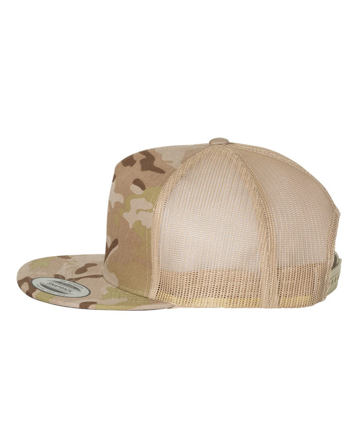 Left View of Multicam Arid/ Tan Five-Panel Classic Trucker Cap - 6006