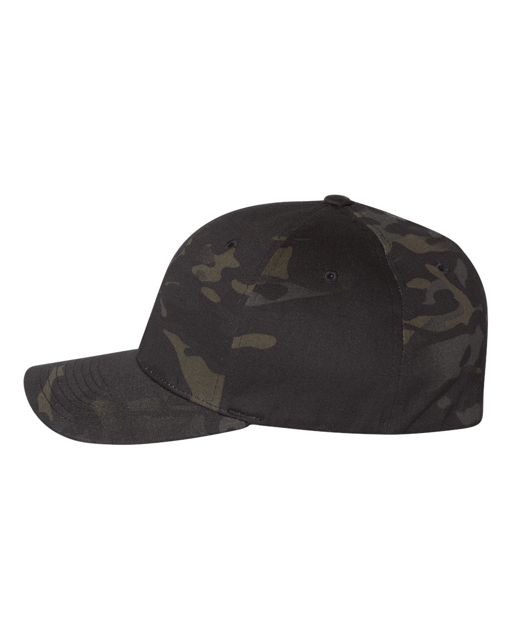 Left View of Multicam Black Cotton Blend Cap - 6277