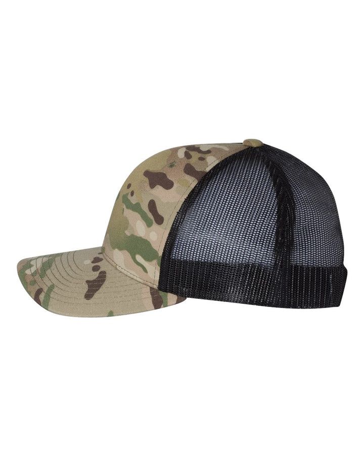 Left View of Multicam Green/ Black Retro Trucker Cap - 6606