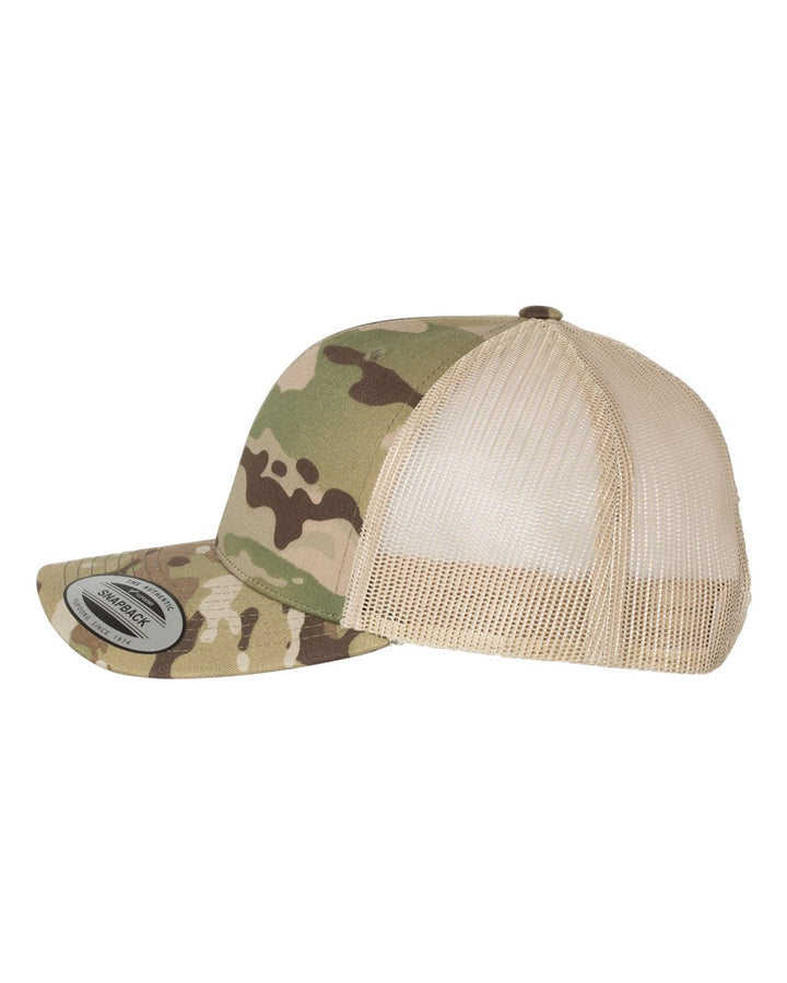 Left View of Multicam Green/ Khaki Retro Trucker Cap - 6606