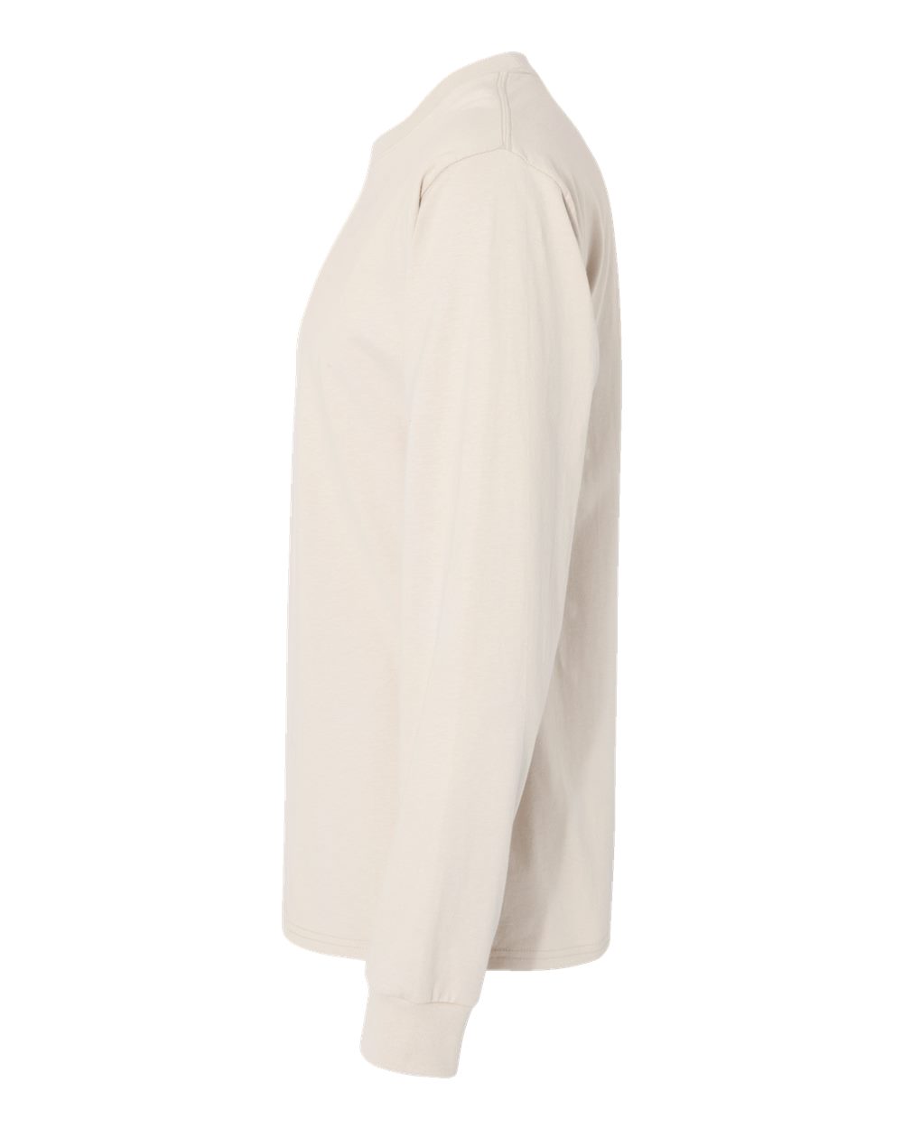 Left View of Natural Beefy-T® Long Sleeve T-Shirt - 5186