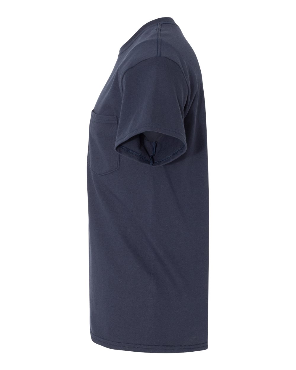 Left View of Navy Heavy Cotton™ Pocket T-Shirt - 5300