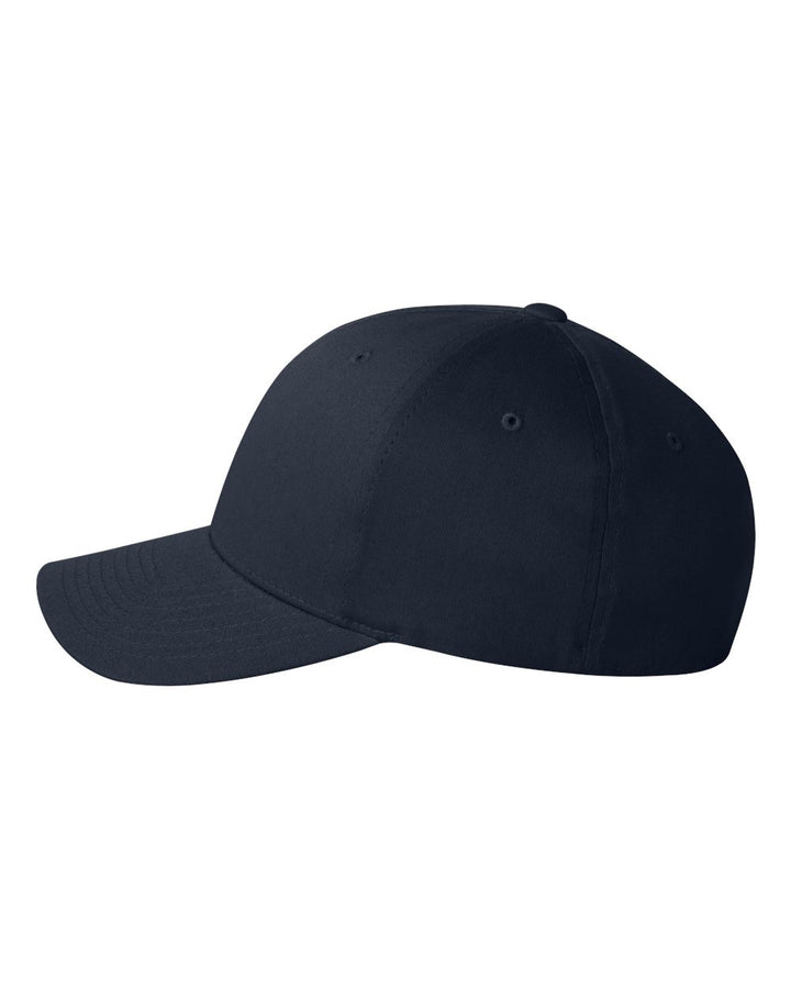Left View of Navy V-Flexfit® Cotton Twill Cap - 5001