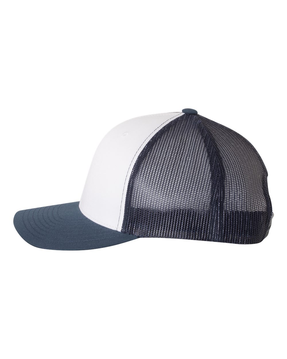 Left View of Navy/ White/ Navy Retro Trucker Cap - 6606