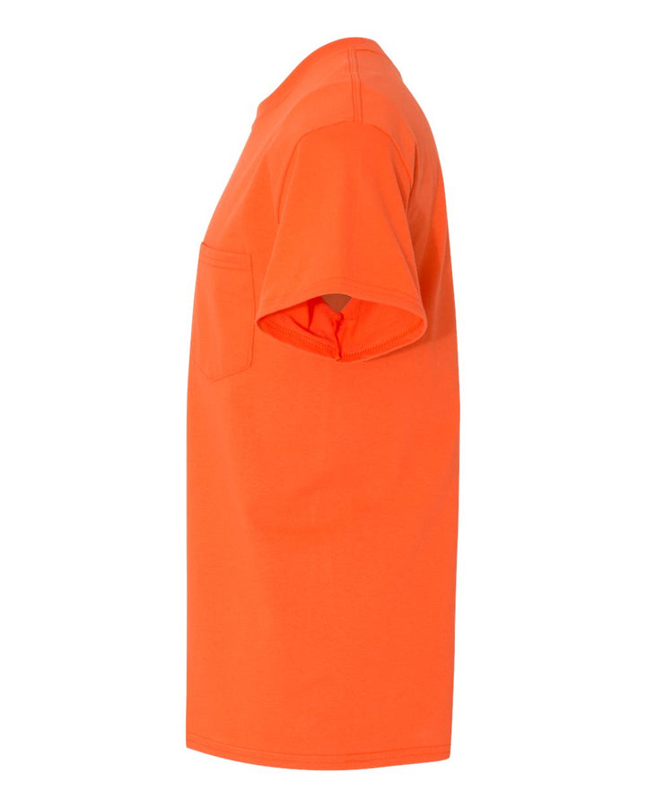 Left View of Orange Heavy Cotton™ Pocket T-Shirt - 5300